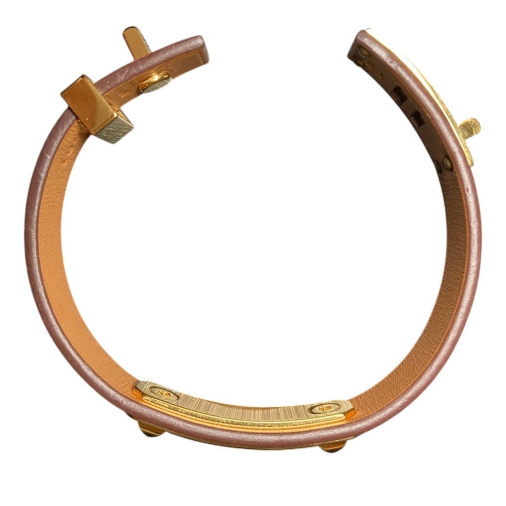 HERMES Hermes As de Coeur Heart Motif Leather Bracelet T2 Red Gold Color Women's - Picture 7 of 13